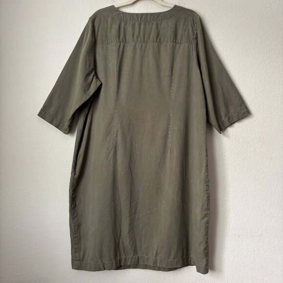 Talbots 18W Lace Up Relaxed Shift Dress Army Green - Picture 8 of 10